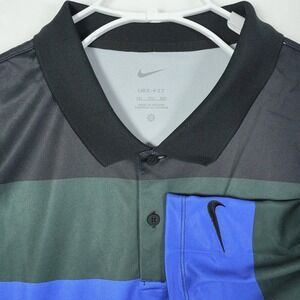 Nike Dri Fit Golf Polo Shirt Mens XXL Colorblock Striped Pocket Short Sleeve NWT